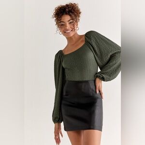 NWT Ethel Puff Sleeve Textured Knit Bodysuit Women’s Size L